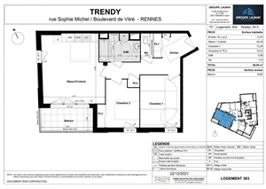 appartement neuf à la vente -   35000  RENNES, surface 66 m2 vente appartement neuf - UBI353453559